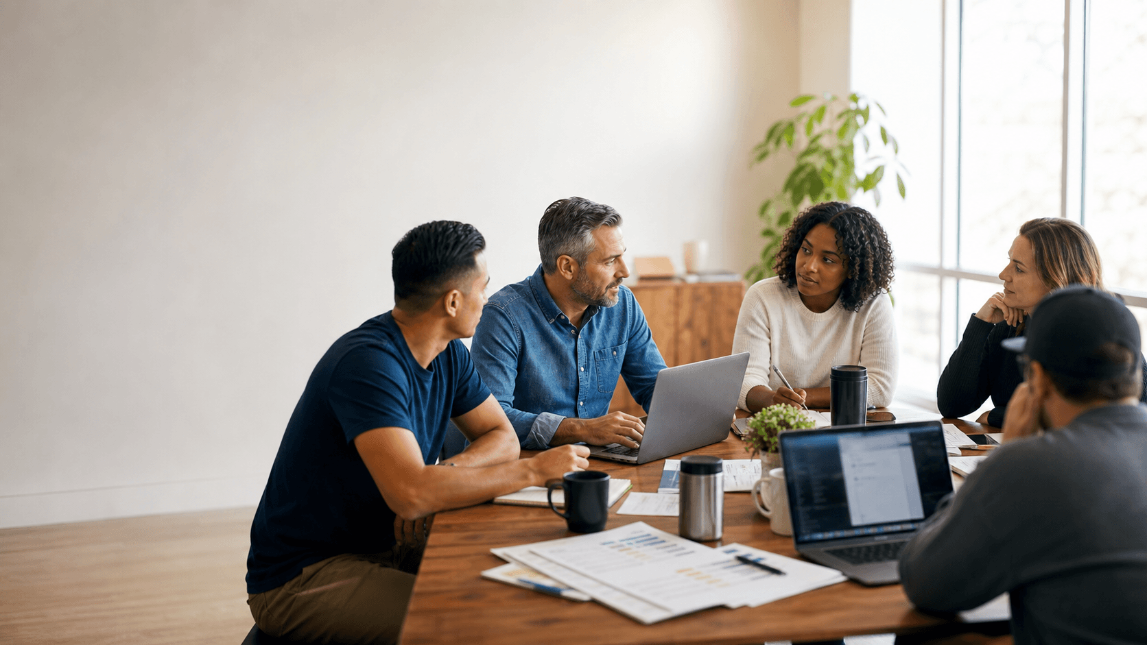 Church and nonprofit leaders planning a program around a table